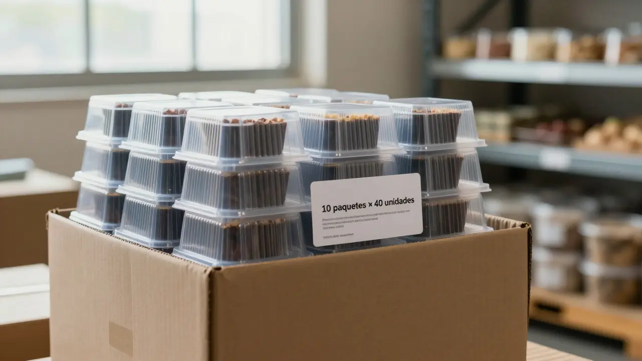 ¿Cuántos paquetes trae una caja de vasos de plástico duro?