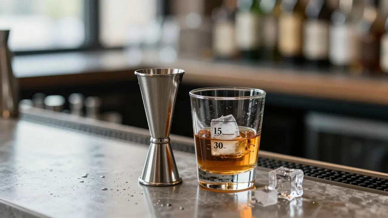 ¿Qué es un vaso dosificador y para qué se usa en la elaboración de cócteles?