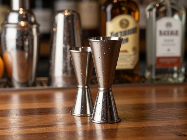 ¿Qué taza medidora se utiliza para líquidos en la preparación de cócteles?